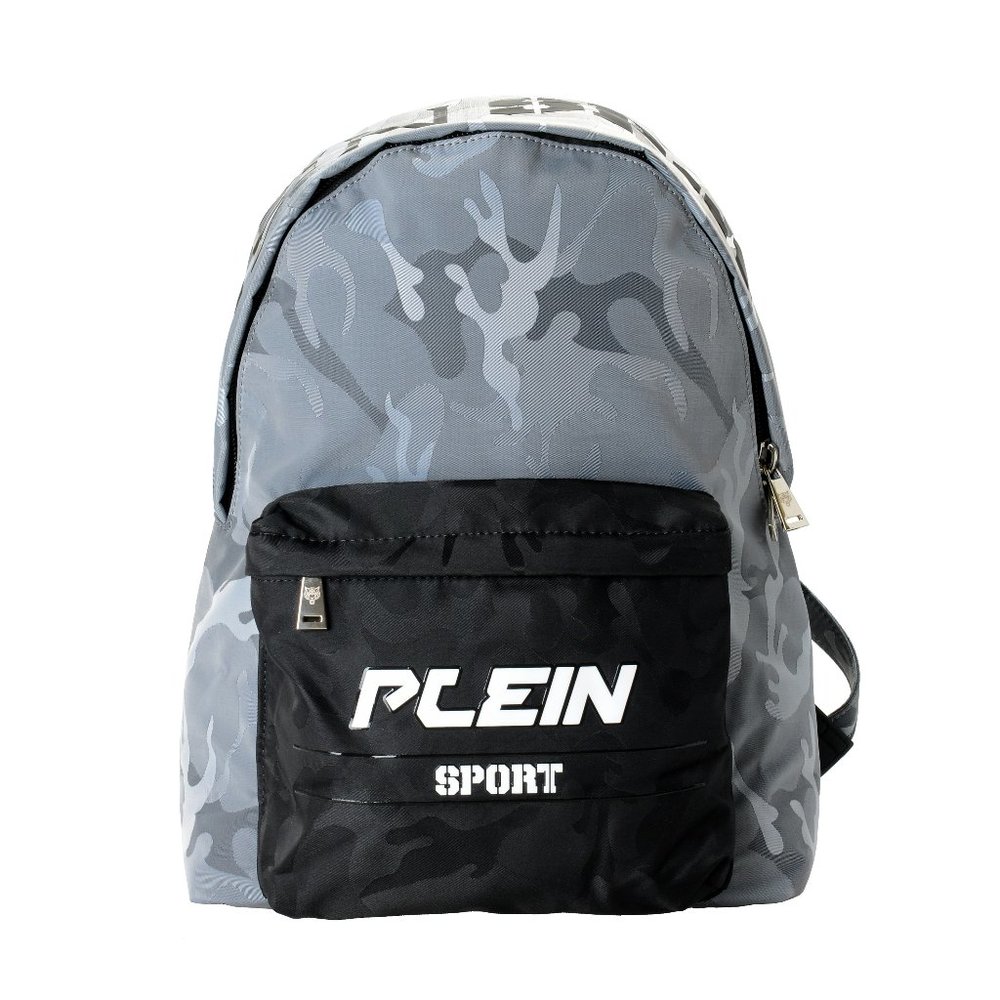 Plein Sport Unisex Military Print Gray "ZAINO EASTPAK" Backpack Bag